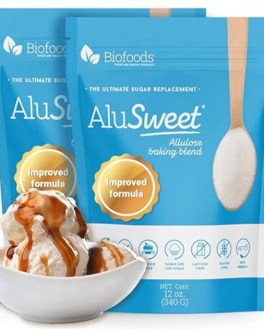 Alusweet Allulose Sweetener Zero Calorie - 24 oz - 1:1 Sugar Substitute, Keto-Friendly, Gluten-Free, Non-Glycemic, Plant-Based Sugar Substitute for Baking, Coffee, Cooking and Drinks