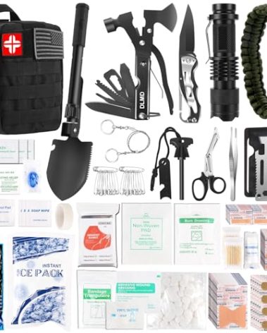 DLMD 320 PCS Survival Kits First Aid Kit, Gifts for Men Christmas Him Dad, Survival Gear and Equipment with Tactical Molle Pouch for Car Camping Hiking Outdoor Adventure Earthquake Home Office