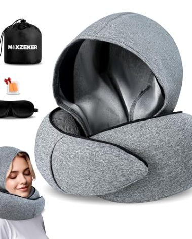 Maxzeker Airplane Pillow For Long Flight - Memory Foam Travel Pillow. Washable, Comfortable Breathable Cover. Carry Bag.Travel Neck Pillows For Airplanes, Best For Fong Flights, Home Use And Car Rides