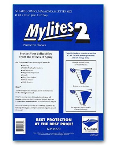 Mylites 2 Large Comics, Magazines & Letters 2-Mil Mylar Sleeves 8-3/4" x 11-1/2" - Pack of 50!