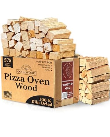 Toasted Oak 5 Inch Universal Cooking Firewood - 8 lbs. ~575cuin Premium Kiln Dried Cooking Wood for Grills, Smokers and Ooni, Solo, Bertello Pizza Ovens (Red and White Oak Hardwood)