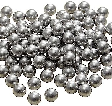 Alien Play 100 Rounds 50 Cal. Solid Aluminum Balls for Self Defense, 2.8 Gram Reusable .50 Caliber Aluminum Paintballs Ammo Projectiles for Training Fit for t4e TR50/HDR 50 Target Shooting (Silver)