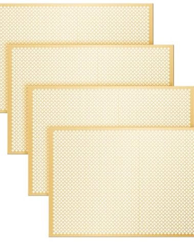 Gisafai 4 Pcs Cloverleaf Aluminum Sheet 2 Feet by 3 Feet Perforated Metal Sheets 0.02 Inch Thick Metal Mesh Aluminum Sheet Decorative for Indoor Outdoor (Gold)