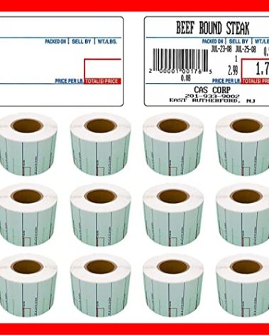 Pokanic Labels LST 8010 Thermal 12 Rolls - 8400 Labels Printer Printing Scale Compatible with CAS LP-1000 CL-5000 CL-5500 CL-7200, Easy Weigh LS-100, VisionTech DLP-300 (12 Rolls, 8010)