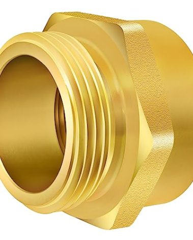 Fire Hydrant Hose Adapter, 1-1/2" NPT Female x 1-1/2" NST (NH) Male Hex Nipple Fire Hose Fittings, Brass Garden Hose Adapters Water Hose Connectors