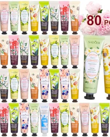 KIYTARBOO 80 Pack Hand Cream Gift Set: Hand Lotion Travel Size, Teacher Appreciation Gifts, Hand Cream for Dry Cracked Hands, Mini Lotion Bulk, Small Gifts for Women Corworkers Nurse Birthday Party