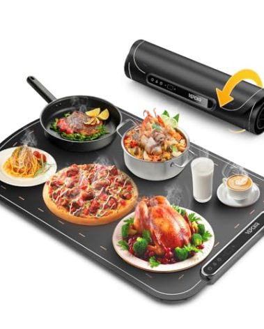 Food Warming Mat for Buffet, VEPOKA Food Warming Mats for Countertop, Silicone Heating Mat with 7 Temperature Levels& Auto Shut-Off, Food Warmers for Parties, Gatherings, Everyday Use