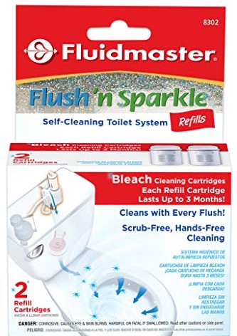 Fluidmaster 8302P8 Flush 'n Sparkle Automatic Toilet Bowl Cleaning System Bleach Replacement Cartridge Refills, 2-Pack