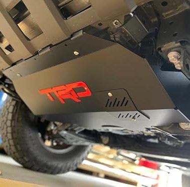 APC21 Custom Skid Plate, Compatible With Toyota Tacoma 2024-2026 2WD & 4WD - Fits Gas Models Only. Easy Oil Filter Access, Black With Red Emblem, No Cross Member Needed For Installation.