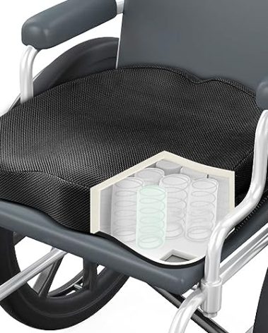 Aulase Wheelchair Seat Cushion - High Density Memory Foam and Inner Springs Comfort Support Without Flatten - Mobility Scooter Accessories - Large Chair Pad Pain Relief for Adults & Seniors