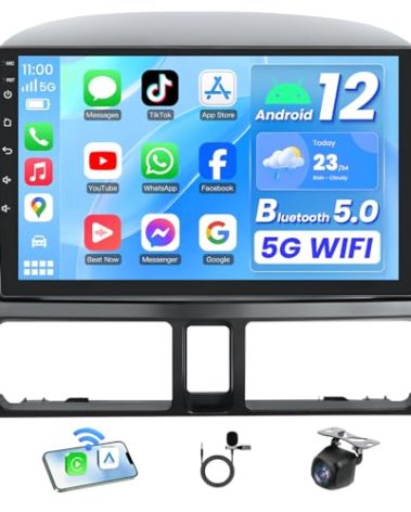 4 Core 32G Car Radio for Honda CRV 2002-2006: 1280 * 800 HD Touchscreen Android 13 Car Stereo Upgrade Wireless Carplay & Android Auto GPS Navigation 5G WiFi Backup Camera Bluetooth FM