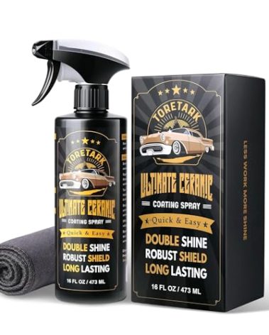 Real Ceramic Coating for Cars Polish (16 oz.), Unmatched Shine Nano Car Wax Coating Spray, No Pungent Smell, Quick Detailer Spray Wax, Lasts 50+ Washes Car Paint Sealant with Microfiber Towel
