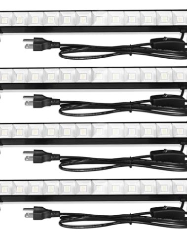 4 Pack 40W LED Shop Lights,6000K 4800LM Daylight White Garage Light with 6.5FT Power Cord & Switch,Plug in LED Work Light for Garage, Workshop,Yard