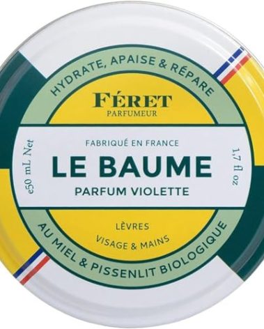 Feret Le Baume Multi-Purpose Balm - Violette - Deeply Hydrating Moisturizer for Dry Cracked Skin, Lips & Cuticles - Natural Lip Balm with Shea Butter & Honey - Made in France – 50ml / 1.7oz