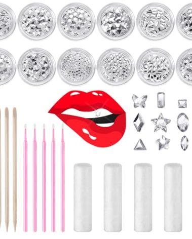 Leelosp 480 Pcs Tooth Gem Kit DIY Teeth Crystals Jewelry Fashionable Teeth Gems Kit Artificial Crystal Tooth Reflective Ornaments (Without Glue) (White)