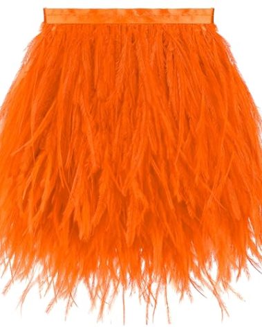 Soarer Orange Ostrich Feather Trim - 5-7Inch 2Yards Feathers Fringe Trim for DIY Sewing Clothing,Halloween Home Party(Orange)