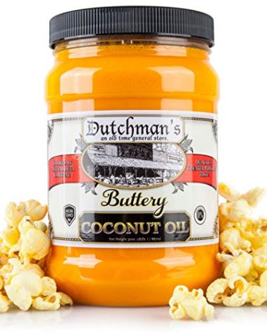 Dutchman’s Popcorn Coconut Oil | Butter Flavored Oil, 30oz Jar - Colored with Natural Beta Carotene, Makes Theater Style Popcorn, Vegan, Healthy, Zero Trans Fat, Gluten Free, Made in USA