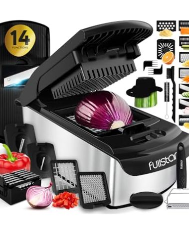 Fullstar The Original Pro Chopper - Vegetable Chopper and Spiralizer, Food Chopper with Container, Fruit Slicer, Kitchen Gadgets & Accessories, Home Essentials (14 in 1, Silver)