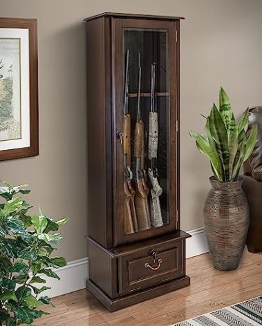 American Furniture Classics Model 650 8 Gun Cabinet with Locking Glass Door