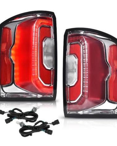 PIT66 LED Tail Lights Rear Light Lamp Assembly Compatible with GMC Sierra 1500 2016-2018/Fit GMC Denali 1500 2016-2018/Fit GMC Sierra 1500 Limited 2019 Rear Tail Lamp Lights Assembly w/Bulbs