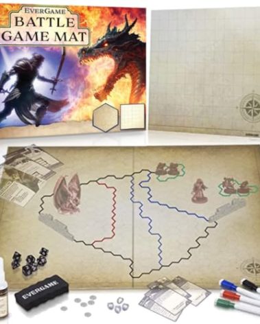 EverGame - Dungeons & Dragons Game Mat - 23x27 - Ultimate DND Board Game Map w/Dice Set - Double-Sided w/Hex & Square Grid - Epic Role Playing Gaming Experience