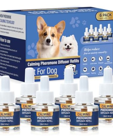 Dog Calming Diffuser Refills 6 Pack Pheromone Appeasing Pet Pheromones Refill 48ml to Calm for Anxiety Relief Reduce Aggression Stress Fighting Barking Fit Common Diffusers Plug in 180 Day(Tasteless)