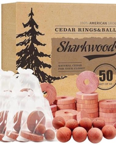 Cedar Blocks for Clothes Storage 50 Pack - 100% Natural Aromatic Cedar Rings and Balls for Closets & Drawers Freshener (30 Rings & 20 Balls)