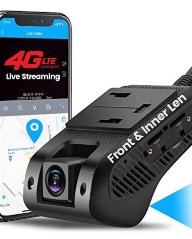 Live Video & 24H Remote Monitor, Jimi JC400P 4G & WiFi Dual Dash Cam Front and Inside Cam for Cars 1080P Car Camera Driving Recorder| GPS Track| G-Sensor | Loop Records | Behavior Analysis (LNCOONAPP)