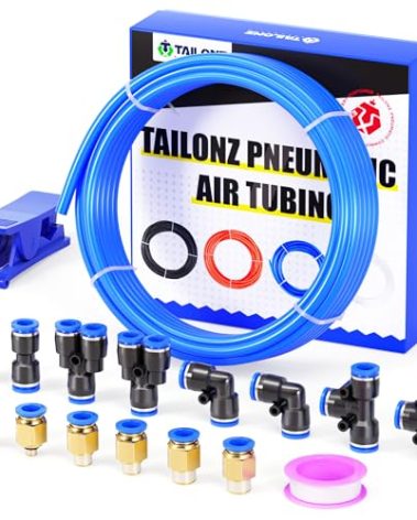 TAILONZ PNEUMATIC Blue 6mm OD 4mm ID Polyurethane PU Air Hose Pipe Tube Kit 10 Meter 32.8ft