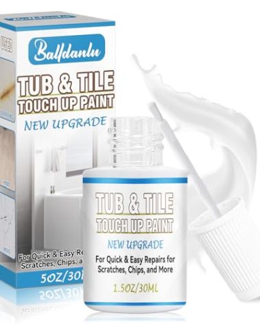 Tub and Tile Paint, 1.5 OZ High-Gloss White Touch Up Paint Pen for Bathtub, Quick-Dry Porcelain Repair Kit for Scratches & Chips on Tubs, Tiles, Enamel, Sinks, Toilets, Porcelain, Acrylic and Cast Iron