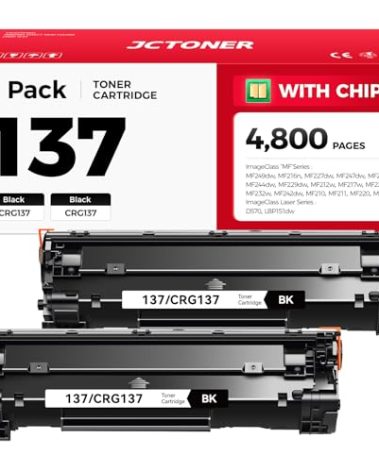 137 Black Toner Cartridge 2-Pack Replacement for Canon 137 CRG-137 for ImageCLASS LBP151dw D570 MF236n MF247dw MF249dw MF232w MF242dw MF244dw MF216n MF227dw MF212w MF210 MF220 MF230 MF240 Printer Ink