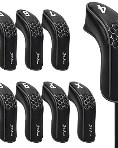 mytag 8PCS Golf Hybrid Iron Headcovers Set Long Hybrid Iron Covers for Cleveland Launcher, Majek MX4, Cobra T Rail, Wilson Launch Pad, Tour Edge (1set of 8pcs(4,5,6,7,8,9,P,X))