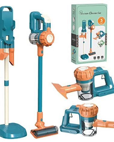 BAYMI 3-in-1 Kids Vacuum That Really Works, Toddler Toy Vacuum Cleaning Set for Children Aged 3+, Fun Kids Working Toy Vacuum Cleaner with Working Suction for Realistic Play (630Blue)
