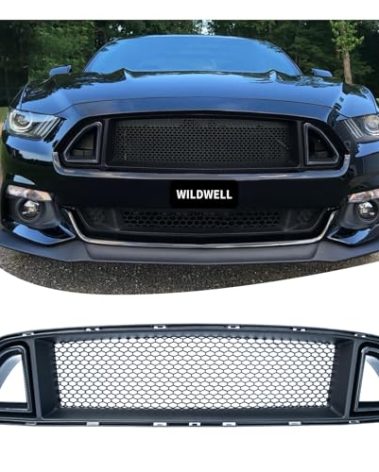 WildWell Mustang Grill For Ford Mustang 2015-2017 Front Upper Hood Grill Mesh Style Black