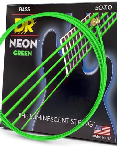 DR Strings Hi-Def NEON Green Coated 4-String Bass Strings Heavy (50-110)