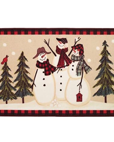 Avanti Linens - Bath Rug, Cotton Bath Mat with Non-Slip Backing, Christmas Decorations, 20" x 30" (Snowmen Gathering Collection)