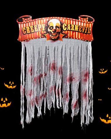 Kesoto Clown Halloween Decorations Bloody Doorway Curtain Creepy Carnival Door Curtain Decoration, 54 x 38 in