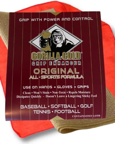 Gorilla Gold Tacky Towel Grip Enhancer All-Sport - (Multi-Packs) - Sweaty Hands Tacky Cloth Grip Enhancement for Softball, Golf, Baseball, Tennis & More, Bundled with Covey Cloth (1 Tacky Towel)