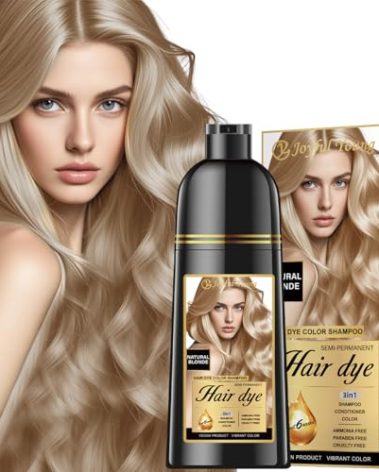 Joyful Young Natural Hair Dye Shampoo 3 IN 1, Hair Color for Gray Hair Coverage, Hair Coloring Shampoo for Women, Color Shampoo Beard Dye for Men, Vegan Ammonia Free Hair Shampoo (NATURAL BLONDE)