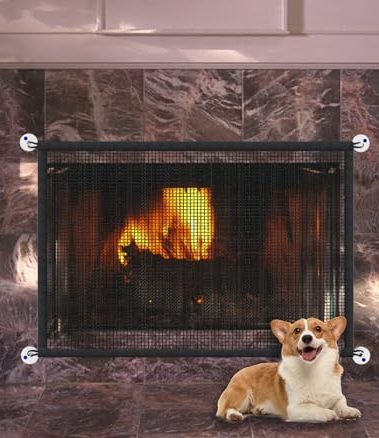Fireplace Cover Screen Fireplace Baby Proofing 36"X30" Safety Mesh Cover Fire Place Guard Gate for Child Toddler and Pets, Black