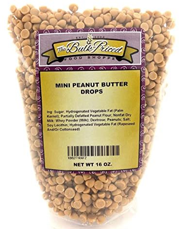 Mini Peanut Butter Drops, Bulk Size, Baking Chips (1 lb. Resealable Zip Lock Stand Up Bag)