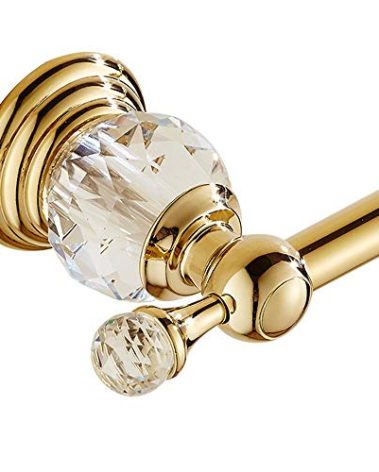 WINCASE Gold Towel Bar, Adjustable Crystal Towel Holder, Golden Finished Bathroom Single Towel Racks Rail Wall Mounted