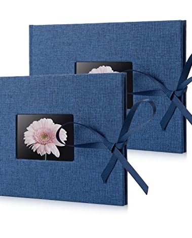 2 Pack Small Photo Album 4x6, Fabmaker Each Picture Album Holds 24 Horizontal Photos, Linen Cover Picture Photo Book with Front Window, Mini Brag Books for 4x6 Pictures, Artwork or Postcards Storage