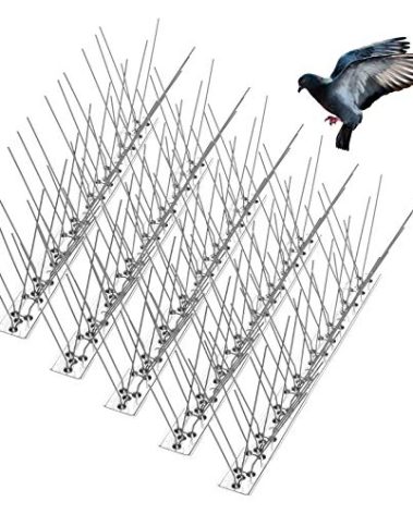 Bird Spikes for Pigeons Small Birds Cat, 15 Feet Bird Spikes Stainless Steel Bird Deterrent Spikes 14 Strips
