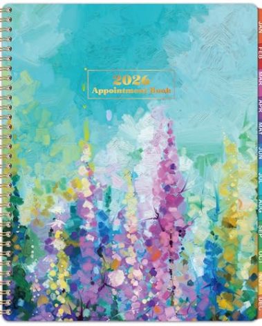 2026 Appointment Book & Planner - 2026 Daily Hourly Planner, JAN 2026 - DEC 2026, 9" x 11", 2026 Weekly Appointment Book, 2026 Planners with 30-Minute Interval, Pocket, Colorful Tabs - Oil Painting
