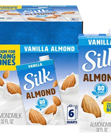 Silk Shelf-Stable Almond Milk, Vanilla, Dairy-Free, Vegan, Non-GMO Project Verified, 1 Quart (Pack of 6)