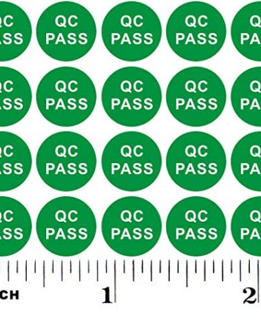 900 Green QC Passed Stickers Small 0.4” Round Shape Adhesive Labels Warehouse Inventory Quality Control Check Tested Pass Approval Circle Dot Kiss Cut Test Approved
