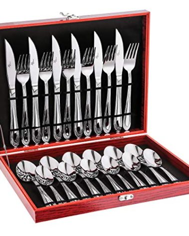 Avalon 24-Piece Silverware Set, High Grade 18/10 Stainless Steel Flatware Set Service for 6, Premium Mirror Polished Utensil Set (Silver)