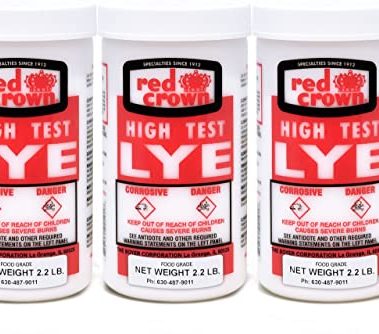 The Boyer Corporation Red Crown Lye for Soap Making, Sodium Hydroxide Pure High Test Food Grade Lye, Caustic Soda, Drain Cleaner and Clog Remover, 3 Pack 2.2 lbs.