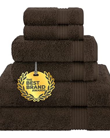Cotton Paradise 6 Piece Towel Set, 100% Cotton Soft Absorbent Turkish Towels for Bathroom, 2 Bath Towels 2 Hand Towels 2 Washcloths, Brown Towel Set